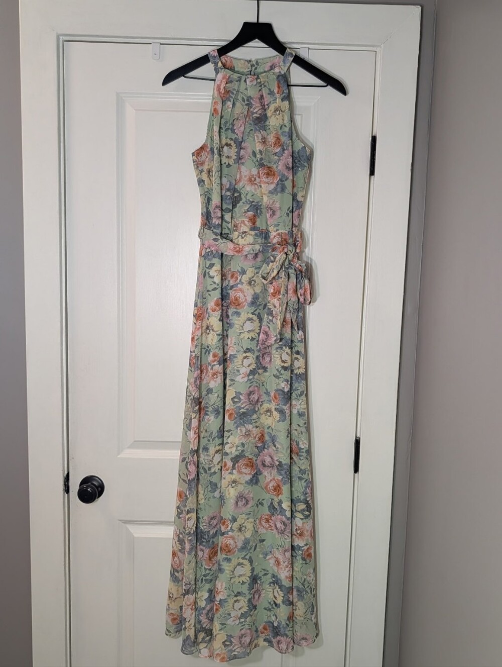 R&K Pastel Floral Halter Maxi Dress